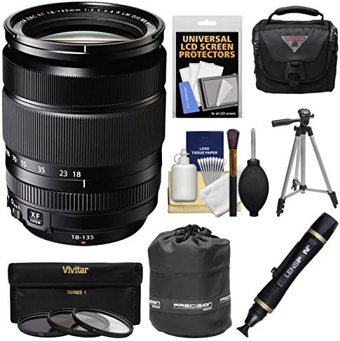 Fujifilm 18-135mm f/3.5-5.6 XF R LM OIS WR Zoom Lens with Case + Tripod + 3 Filters + Kit for X-A2, X-E2, X-E2s, X-M1, X-T1, X-T10, X-Pro2 Cameras