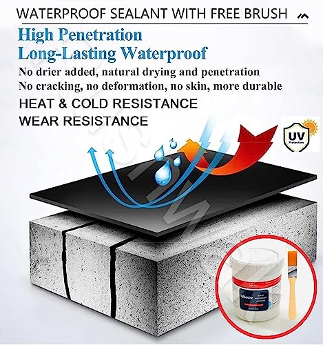 Image of Rushwak Crack Seal Agent 300g with Brush - Black Rubber Waterproof Glue for Roof Leakage and Tile Wall