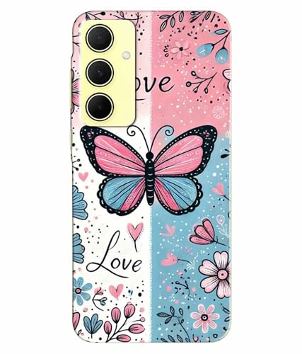 Image of Printed Hard Back Case Cover & Compatible for Samsung Galaxy A55 5G | Samsung A55 5G | Butterfly Painting Art (Multicolor) - D1203