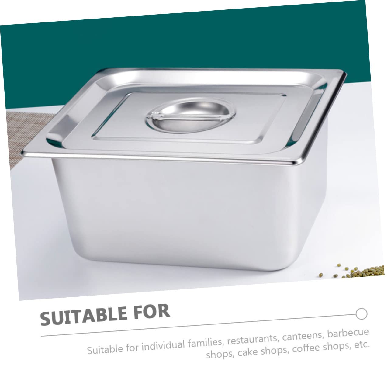 Mikinona Porta Cibo e Anti Macchie in Acciaio Inossidabile con Coperchio da Buffet e Angoli Arrotondati Design Semplice Facile da Pulire per Caffetterie e Pasticcerie