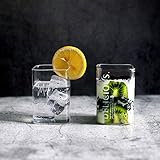 Vaso de vidrio cuadrado corto Alfabeto inglés Taza simple de una sola capa resistente al agua Jugo Leche Postre Yogurt Cup DELICIOUSshort