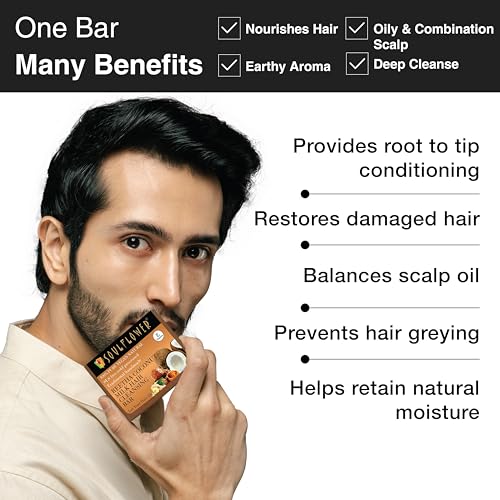 Image of Soulflower Reetha Coconut Milk Soap | Shampoo Bar | Hair Cleansing Bar | Handmade, 100% Pure, Natural & Cold processed Grade 1 BIS Standard Premium & Luxurious Soap, 150g