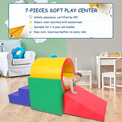 TOLEAD Tunnel/Ramps Foam Climber, Climb & Crawl Foam Activity Play Set for Toddlers and Kids, Safe Indoor Crawling Gym Equipment for,Infant,Baby Waterproof Easy to Clean - Thumbnail 3