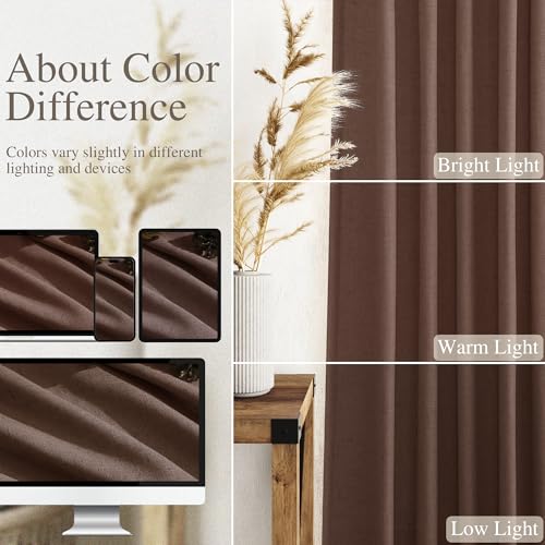 Image of Nanspring Extra Long Linen Curtains 108 Inch 9ft Back Tab Mocha Mousse