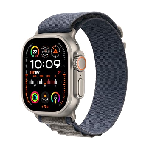Apple Watch Ultra 2 [GPS + Cellular 49mm] Smartwatch with Rugged Titanium Case & Blue Alpine Loop Large. Fitness Tracker, Precision GPS, Action Button, Extra-Long Battery Life, Carbon Neutral option