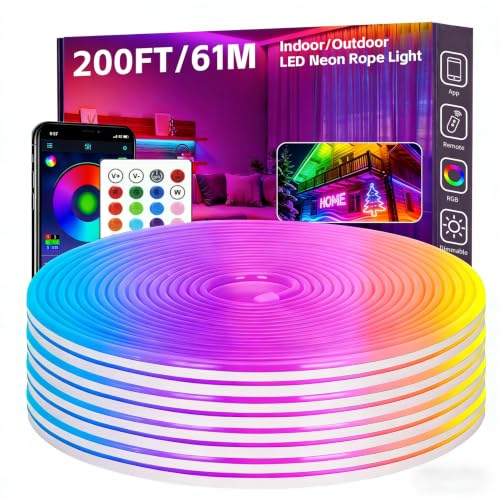 Cinta de Neón LED RGB 200FT Flexible Impermeable miniatura 1