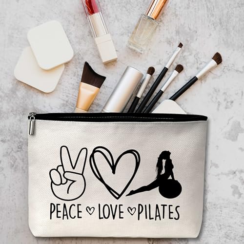 AWSICE Pilates Cosmetic Bag, Peace Love Pilates Gifts for Pilates Lovers, Birthday Gifts for Women Sister Her Coach Girl Teens-B244