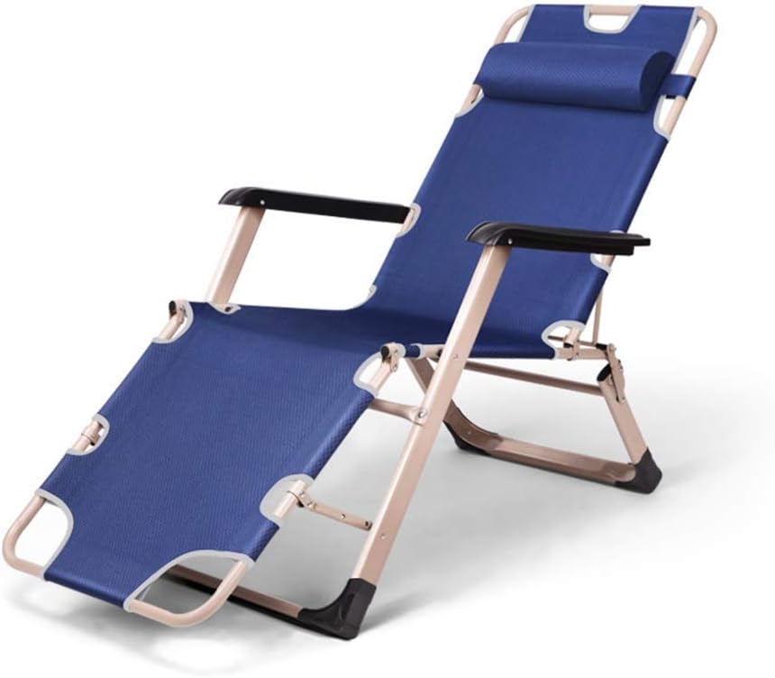 Deck Chair, Sun Lounger Reclining Garden Sun Lounger Chair Beach Recliner Chairs,Folding Foldable Deck Headrest BlueA Djustable Lounge Recliners for Patio