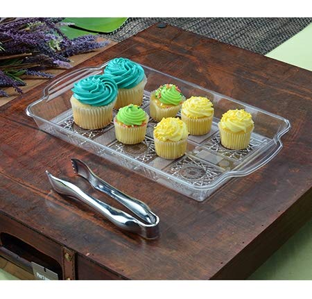 Pack de 3 elegantes bandejas rectangulares de plástico con asa de aspecto...