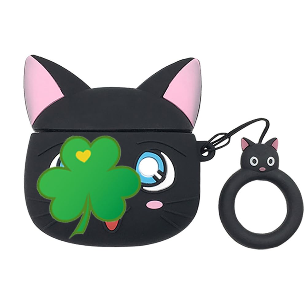 Earphone ZOEAST(TM) AirPods 2&1 Case,Thick Soft Portable Silicone Protective Shockproof Skin Cover Storage Box Compatible with Apple Wireless Earplug AirPods Charging Station Case (Black Moon Cat)