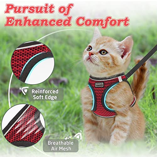 Cat Harness and Lead Set for Walking Escape Proof Adjustable Kitten Vest Harness Reflective Soft Mesh Puppy Vest for Outdoor Comfort Fit - Image 2