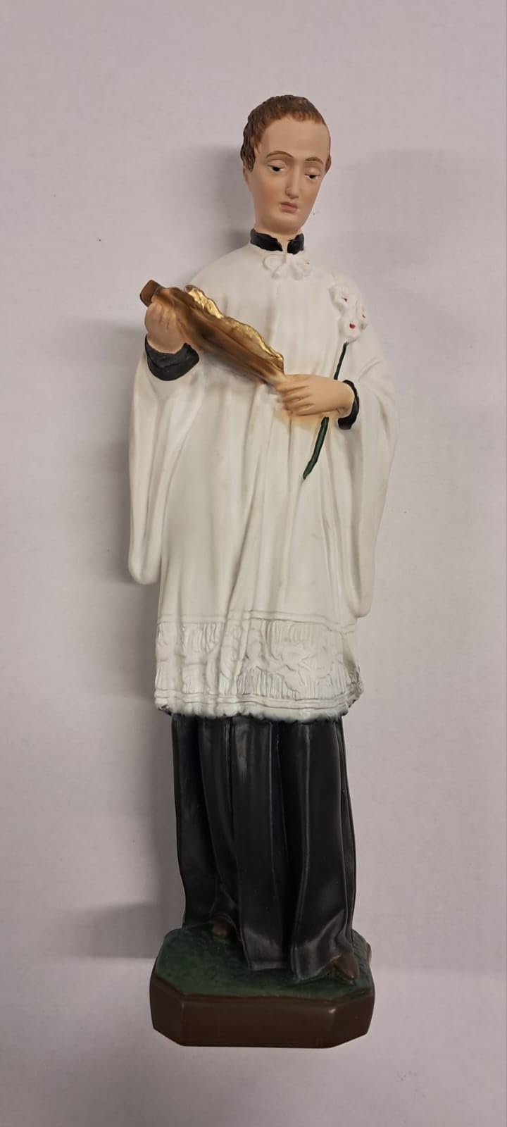 ArteSacraCaravaggio Statua di San Luigi Gonzaga cm 30 (11,81 inches) in marmo resina piena decorata a mano di produzione artigianale italiana