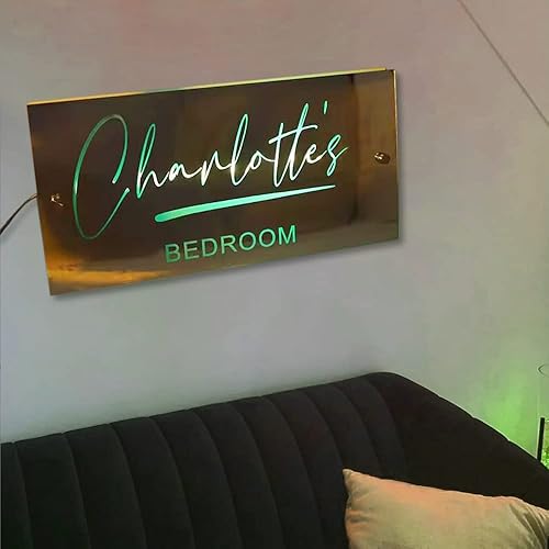 Miniatura 4 de Espejo con nombre personalizado, lámpara colgante de pared, letrero personalizado para arte luz RGB, letreros nocturnos de neón montados, decoración