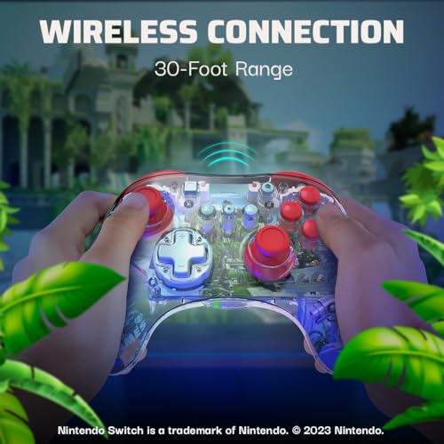 Image of PDP REALMz Wireless Nintendo Switch Pro Controller, Customizable LED, Rechargeable Battery Power, 30 Foot Range, Licensed by Nintendo and SEGA: Sonic Superstars (Knuckles Sky Sanctuary Zone)
