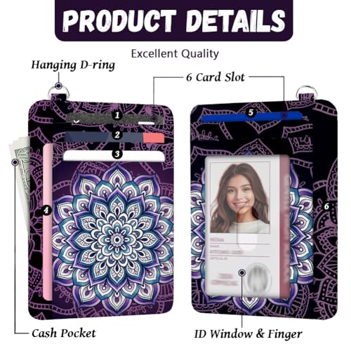 peacoblue Credit Card Holder Slim Wallet, Lotus Pattern RFID Wallet Women Front Pocket Small Card Holder Travel Cute Funny Thin Card Case ID Window PU Leather RFID Blocking Card Organizer Gifts3