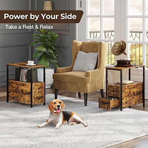 Rolanstar ED003-YW-RR-VC End Table With Charging Station thumb #3
