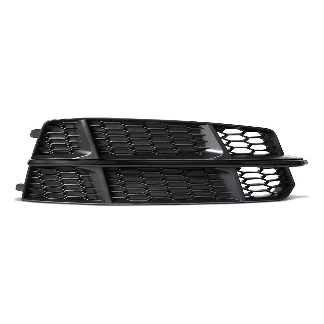 Double Slats Grill For A6 C7 A6L 2015 2016 2017 2018 Fog Lamp Honeycomb Hex Grill 4G0807681AN 2pcs Car Front Bumper Light Cover Front Bumper Kidney Grilles(Black Right)