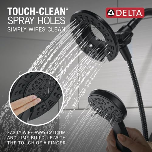 Image of Delta Faucet Albion 14 Series Single-Handle Shower Faucet, Black /Gold Shower Trim Kit with In2ition 2-in-1 Dual Hand Held Shower Head, Matte Black /Champagne Bronze T142855-GZ-I (Valve Not Included)