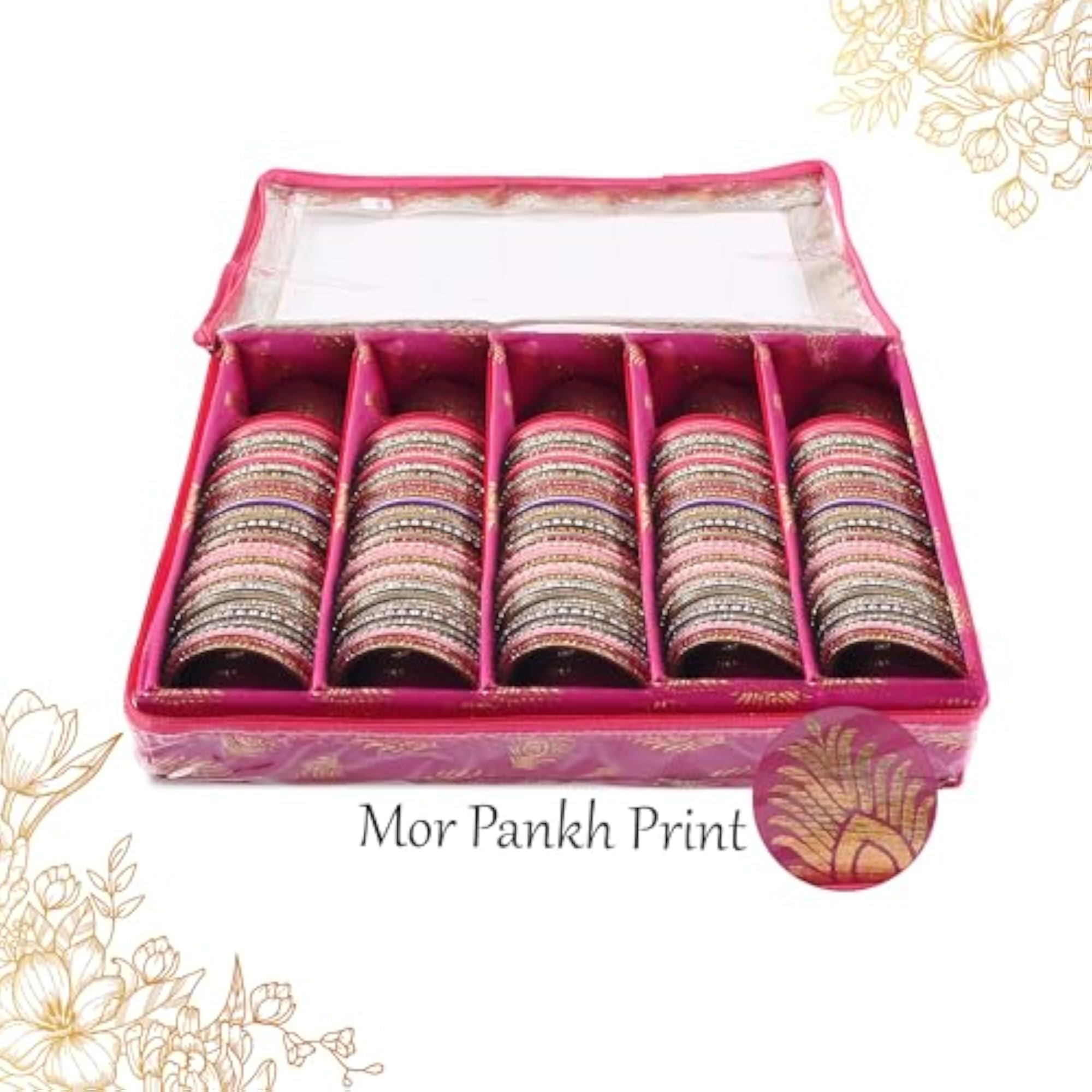 Transparent 5-Rod Removable Bangles Organizer Storage Box