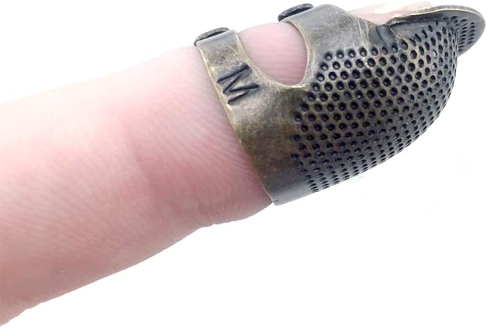 4 PCS Sewing Thimble Adjustable Finger Protector Ring Metal Copper Finger Protector Sewing Quilting Craft Accessories DIY Sewing Tools