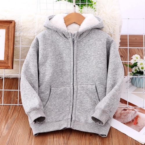 Toddler Little/Big Kids Boys Girls Winter Warm Classic Fleece Hoodie Jacket Coat Zipper Solid Color Outerwear2