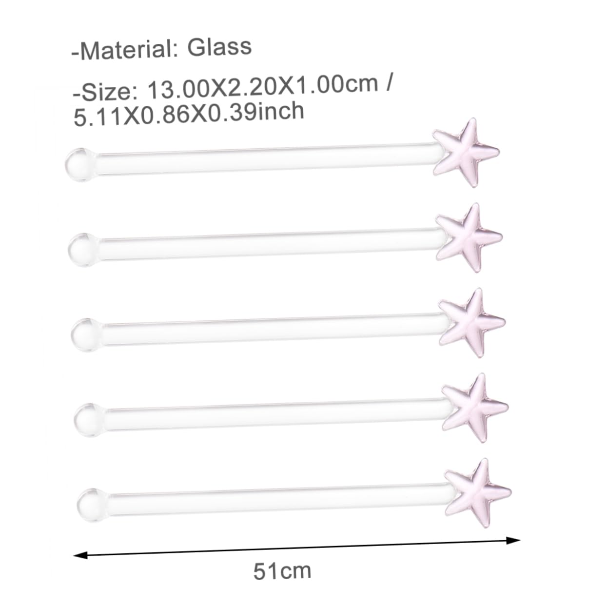 ABOOFAN 5Pcs Clear Glass Cocktail Stirring Sticks Adorable Muddle Rods for Wine Smooth Surface Lightweight Reusable for Personal Use