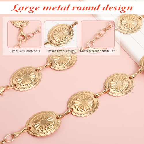 Gold Western Belt for Women Chain Belt Daisy Hollow Flower Boho Waist Belts Adjustable Metal Waist Chain Cowgirl Belts for Women Dress Tshirt3