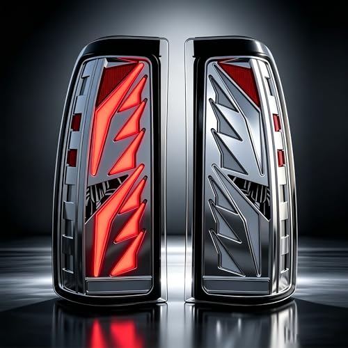 Image of Sequential Led Tail Lights Fit for 1999-2002 Chevy Silverado 1500 /2500,1999-2006 GMC Sierra 1500 /2500 /3500, Starting Animated Dynamic Turn Signal,Reverse Light,Brake Light,Rear Light Assembly, Clear B