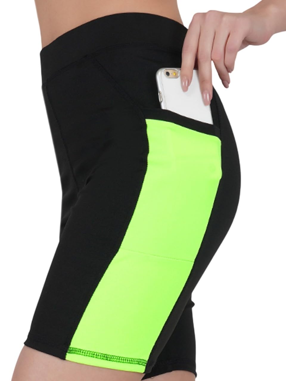 Imperative Women's High Waist Athletic Shorts, Black and Pink, Compression Fit with Phone Pocket, Training and Cycling Activewear-picture-27