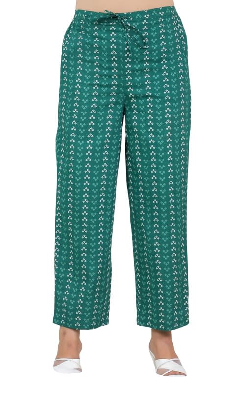 aramya Soft Cotton Green Bandhani Print Festival Wear Pant for Women-picture-33