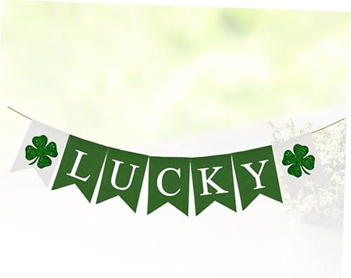 Miniatura 6 de Abaodam 2pcs Irish Party Bunting Patricks Day Bunting Jute Bunting Banners Paddys Day Party Letter Printed Garland Linen Buntings Flag Linen Banner