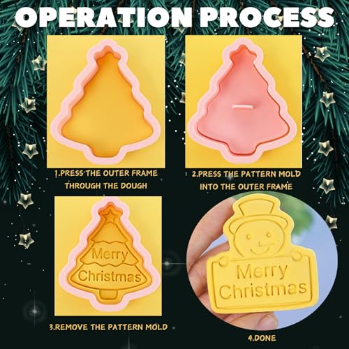 PTaizjjz Christmas Cookie Cutters, 8pcs 3D Pressable Christmas Cookie Stamps Set- Gingerbread Man, Christmas Tree - Image 3