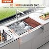 VEVOR 33 inch Farmhouse Kitchen Sink, 304 Stainless Steel Sink, Top Mount Single Bowl Kitchen Sinks with Ledge & Accessories, Household Dishwasher Sinks for Farm, Prep Kitchen, Garage and Bar Sink