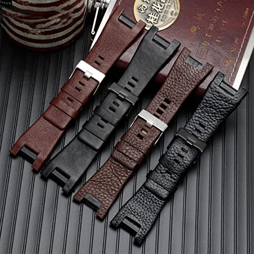 Correas de muñeca negras 32 * 17mm con acabado artesanal para relojes DZ4247 4