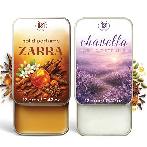 Image of Dr.Mashur Solid Perfume |zarra&Chavella Alcohol Free Wax Perfume Balm, Long Lasting | Pocket Tin 12g, Pack Of 2| Non Greasy Smooth Glide, Travel Friendly Men And Women