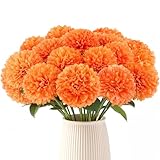 JOAOYO 12PCS Marigold Flowers Mexican Silk Marigold Artificial Flowers with Stems for Day of The Dead Dia de Los Muertos Diwali Decor Halloween DIY Marigold Garland for Decorations