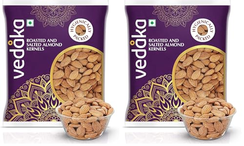 Image of Amazon Brand - Vedaka Premium Roasted and Salted Almonds, 100g. (Pack of 2)