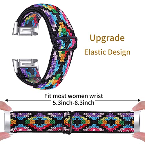 Gimuk Compatible with Fitbit Charge 5/Charge 6 Strap for Women Men Soft Nylon Woven Stretchy Adjustable Elastic Replacement Sport Strap Wristband for Fitbit Charge 5/Charge 6 Small Large - Image 4