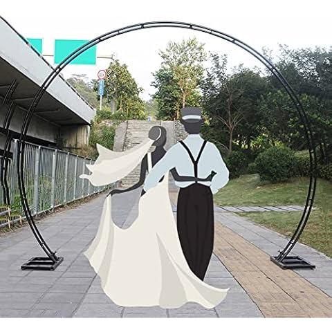LUHAN Wedding Party Entrances Rose Archway Wedding Arch Double Rod Round Metal Moon Gate Garden Arches Heavy Duty Arbor Rack with Bases 2x2.4m 2.2x2.6m 2.4x2.8m 2.6x3m 2.8x3.2m Cover