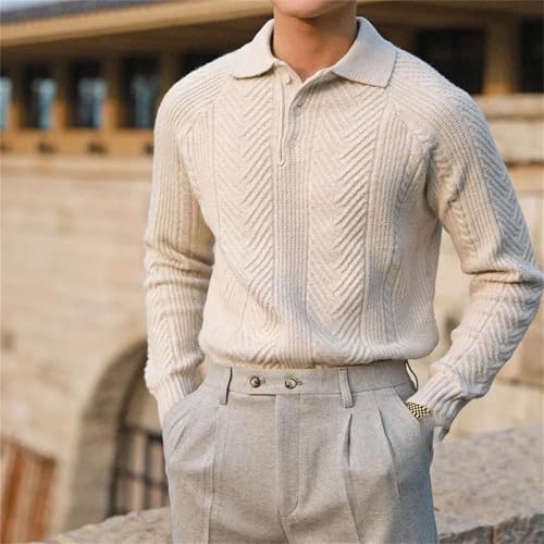 Fashionable Versatile Slimming Pullover Winter Thickened Warm Knitted Top Men's Casual Lapel Sweater2