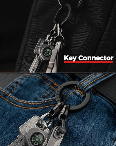 Image of FEGVE Titanium 360 Swivel Key Ring with 1 /2″ D Ring Keychain for Car Key | Very Mini Key Link Connector, Titanium ultra-light, Rust-proof, Anti-deform, Tangle-free Swivel