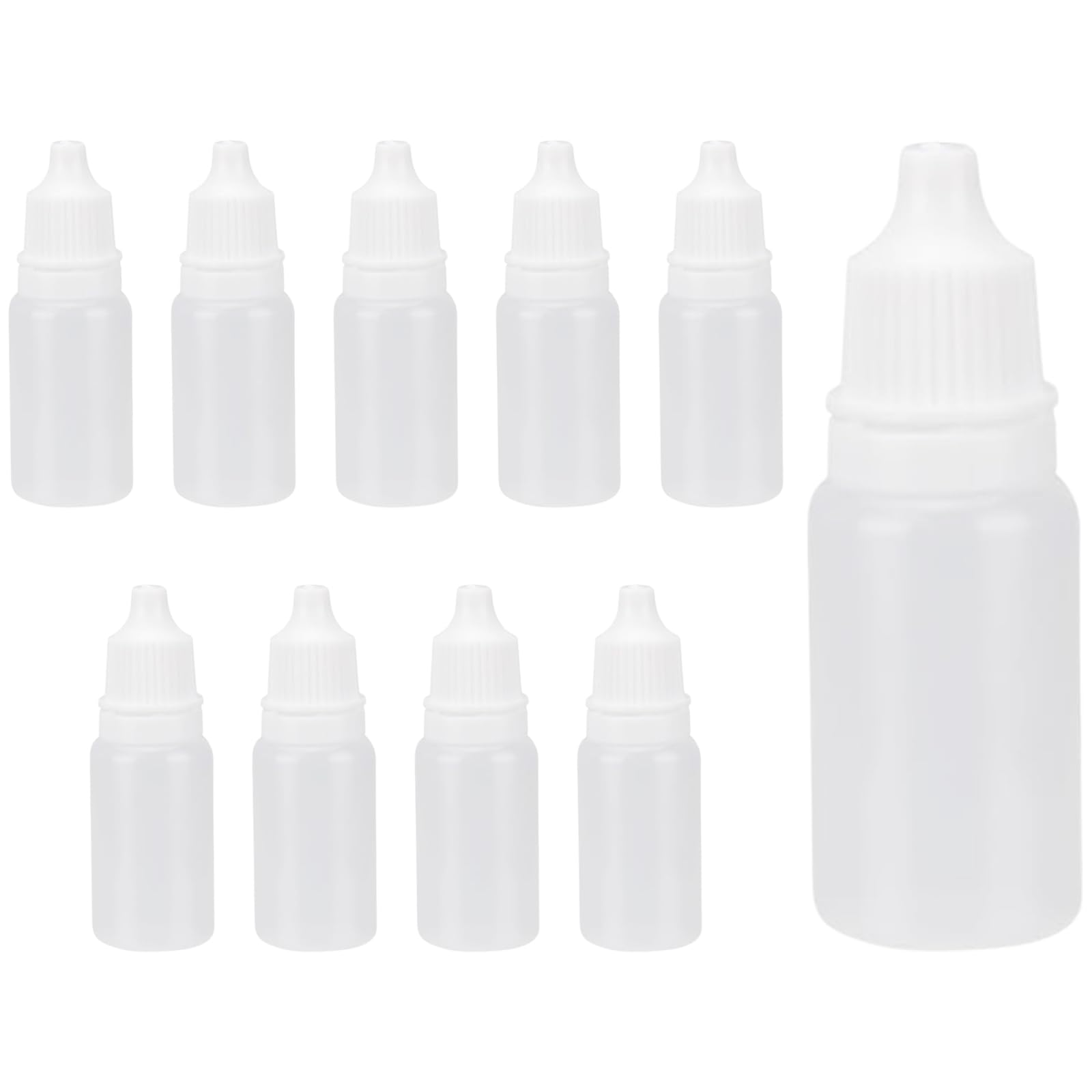Mesanda ドロッパーボトル 詰め替えボトル 小分け ボトル スポイト 点眼 容器 液体貯蔵用 目薬スポイト瓶 グルーぽとる 液漏れ防止 実験道具 プラスチック 半透明 (15ml 10個)