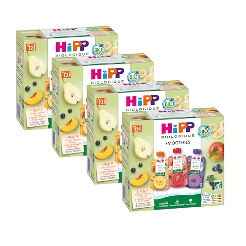 HiPP - HiPP - Smoothies - Multipack 3 Variétés dès 12 Mois - Gourdes - 8x120mL - Lot de 4