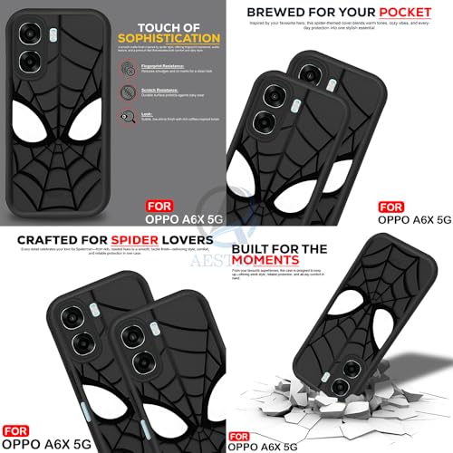Image of AESTMO Back Case Cover for Oppo A6S 5G / Oppo K14X 5G / Oppo A6X 5G Cover | Spidey Face Mask Design | Silicone Case | Full Body Protection | Camera Protection Back Cover (Black)