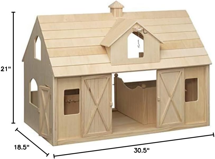Breyer Traditional Deluxe Wood Horse Barn with Cupola Toy Model, 30.5"L x 21"H