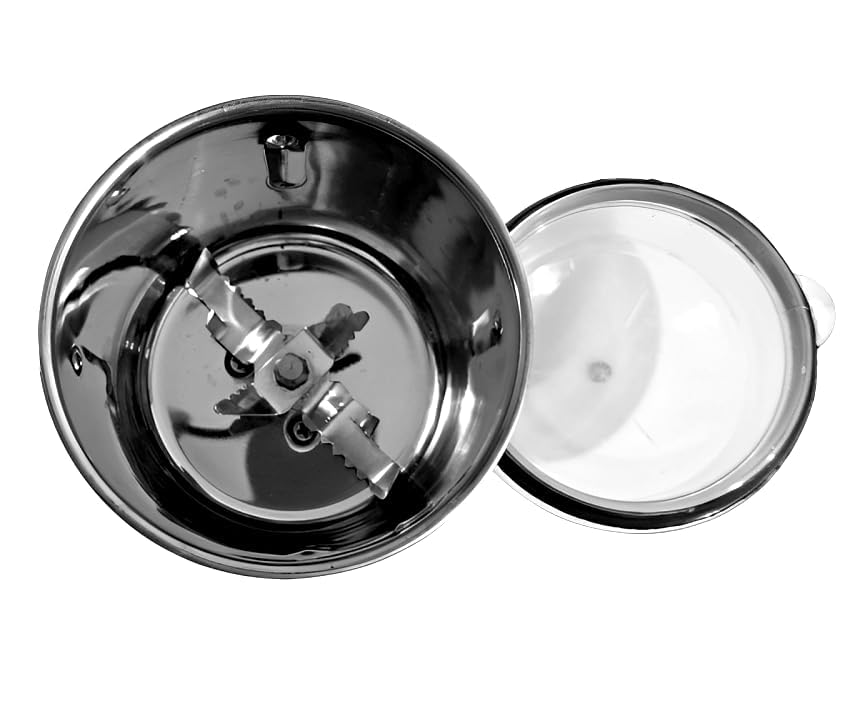 Image of Stainless Steel Mixer Grinder Jar Combo with and Sharp Cutting Edge Blade, for Bajaj /Preethi /Prestige /Morphy Richards /Sumeet /Ganga /Orient /Usha /Crompton /Life Long 4 Teeth Coupler (Combo of 3)