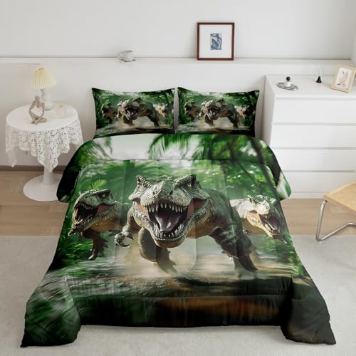 Image of Feelyou Dinosaur Dino Jungle Comforter Set Queen Size Kids Boys Girls Duvet