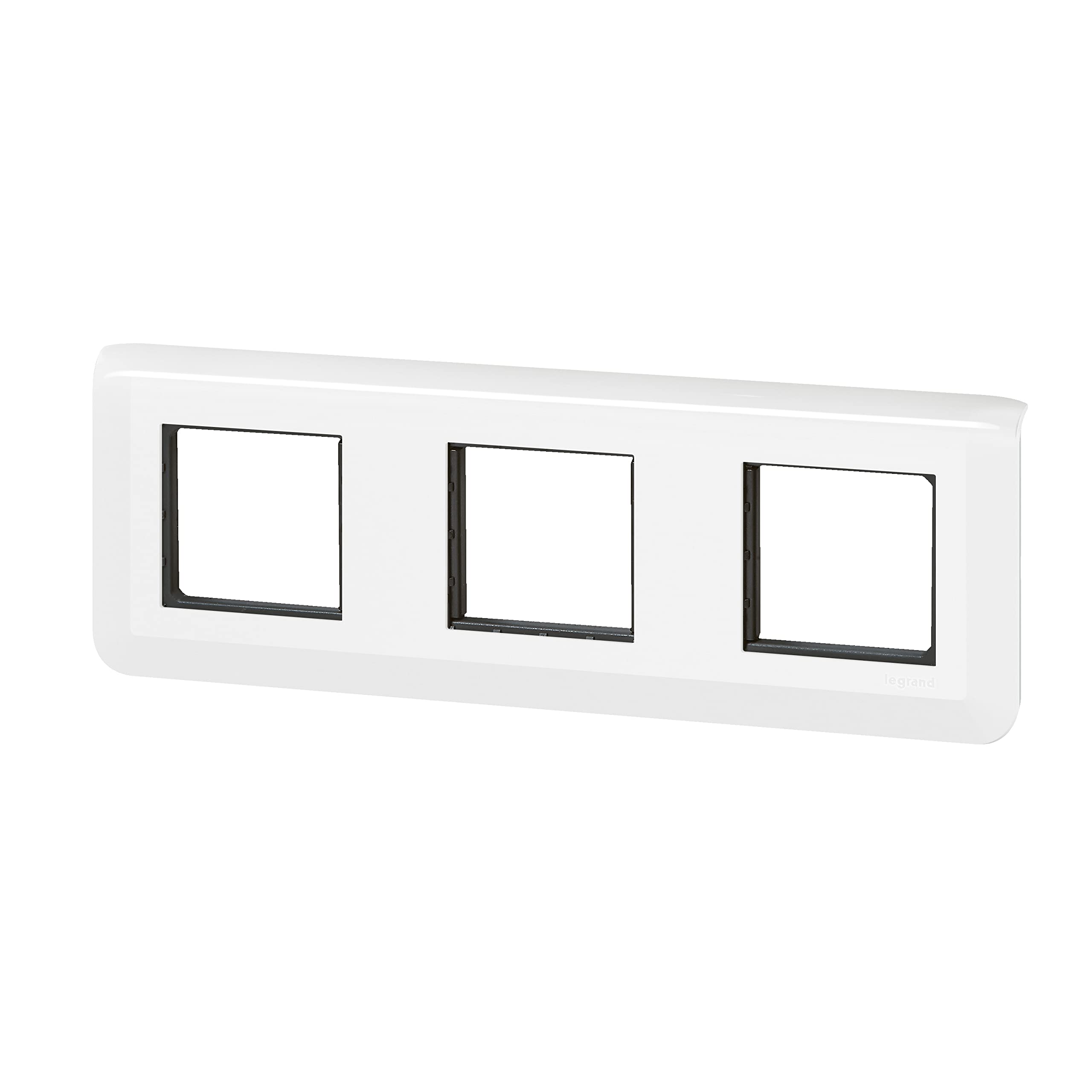Legrand - Plaque Mosaic avec support pour 3 x 2 modules montage horizontal - blanc