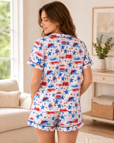Image of ASTANFY Valentines Day Pajamas Women 2 Piece Silk Valentine Pjs Cute Heart Pajamas V Neck Satin Sleepwear Loungewear Set