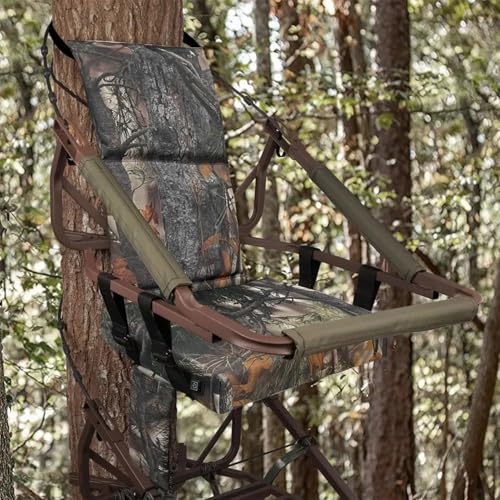 Pesoncarl Heated Hunting Seat with Backrest 3-Gear Temperature Heated Hunting Chair Self-Supporting Water-Resistant Tree Stand Seat Cushion for, Camping, Fishing, Sports